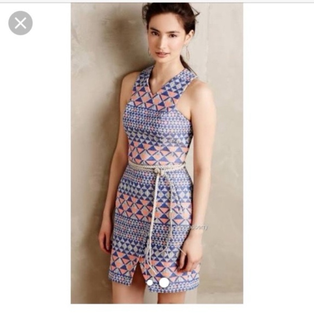 Anthropologie Geometric Sleeveless Bodycon Dress Size 2